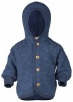 Engel Baby Jacke mit Kapuze Wollfleece, blau melange, Grï¿½ï¿½e 62/68