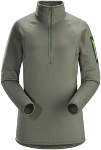 Arcteryx Damen Rho AR Zip Neck Oliv L