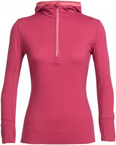 Icebreaker Damen Rush LS Half Zip Hoodie Rot XS