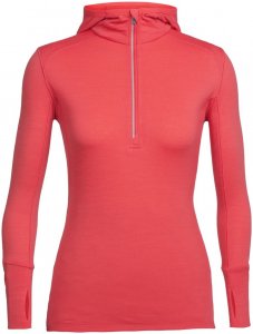 Icebreaker Damen Rush LS Half Zip Hoodie Rot L