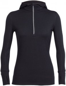 Icebreaker Damen Rush LS Half Zip Hoodie Schwarz XL
